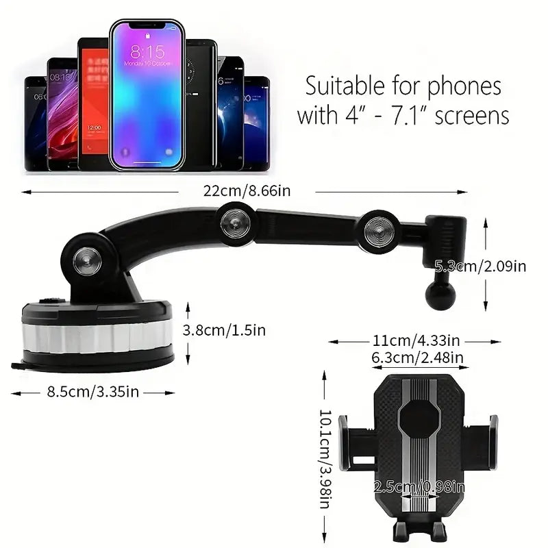 One-Button Car Phone Holder | 360° Rotation | Secure Suction Mount | UAE COD