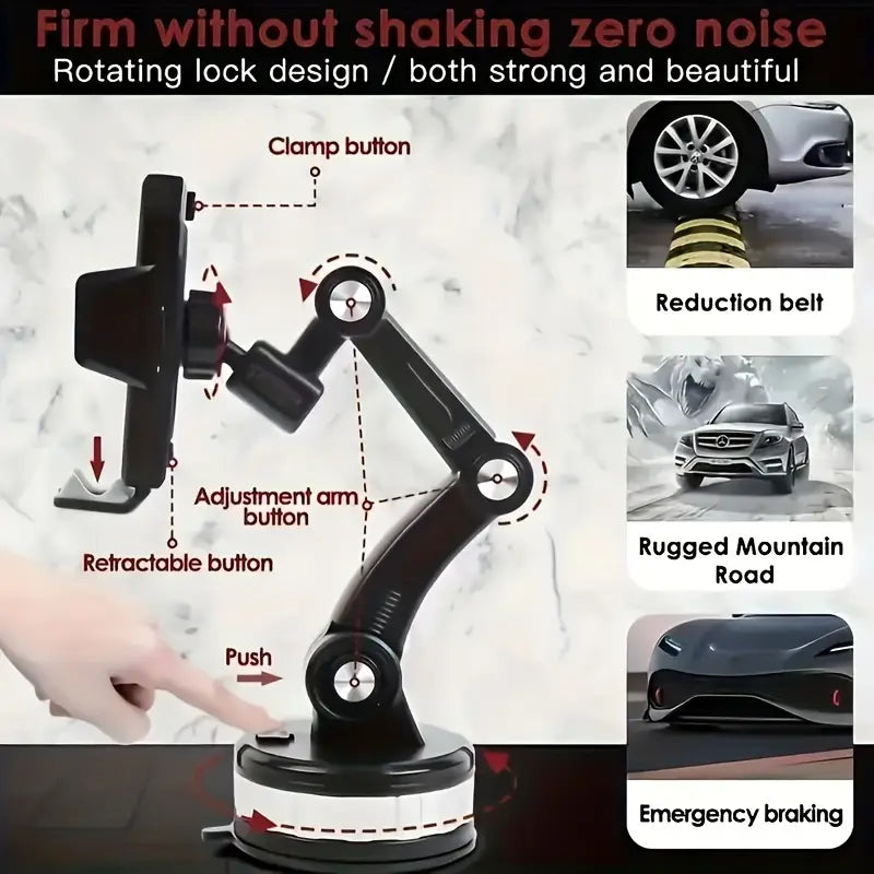One-Button Car Phone Holder | 360° Rotation | Secure Suction Mount | UAE COD