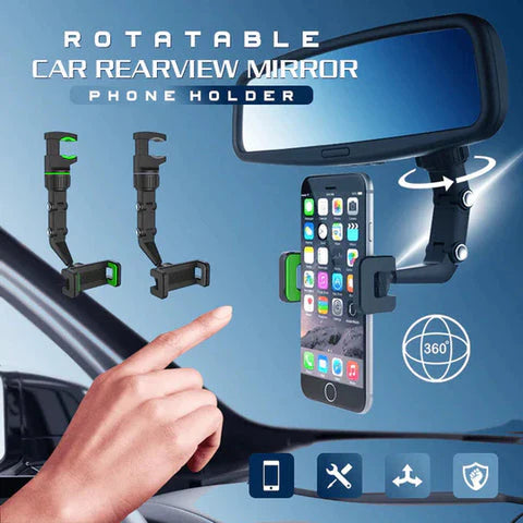 Rearview Mirror Car Phone Holder | 360° Rotation | Safe Driving | UAE COD